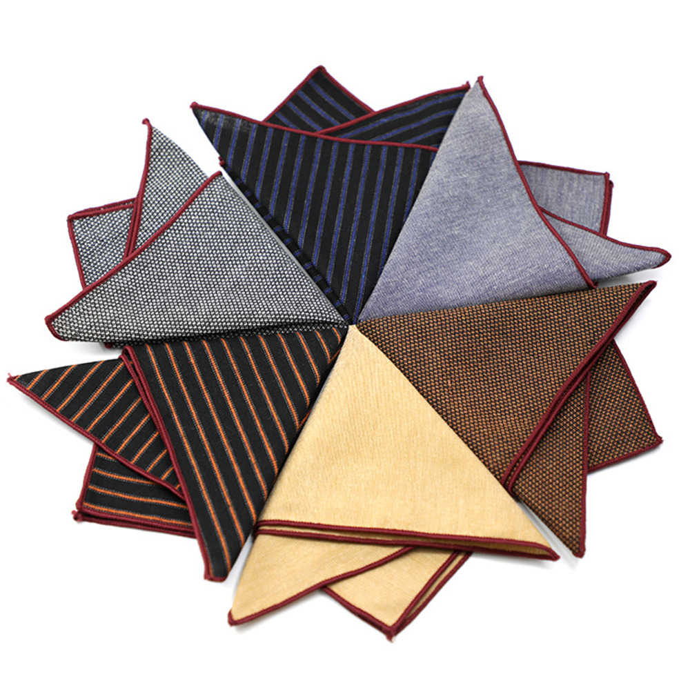 Solid Striped Brown Pocket Squ - Handkerchief Cotton Men review and price