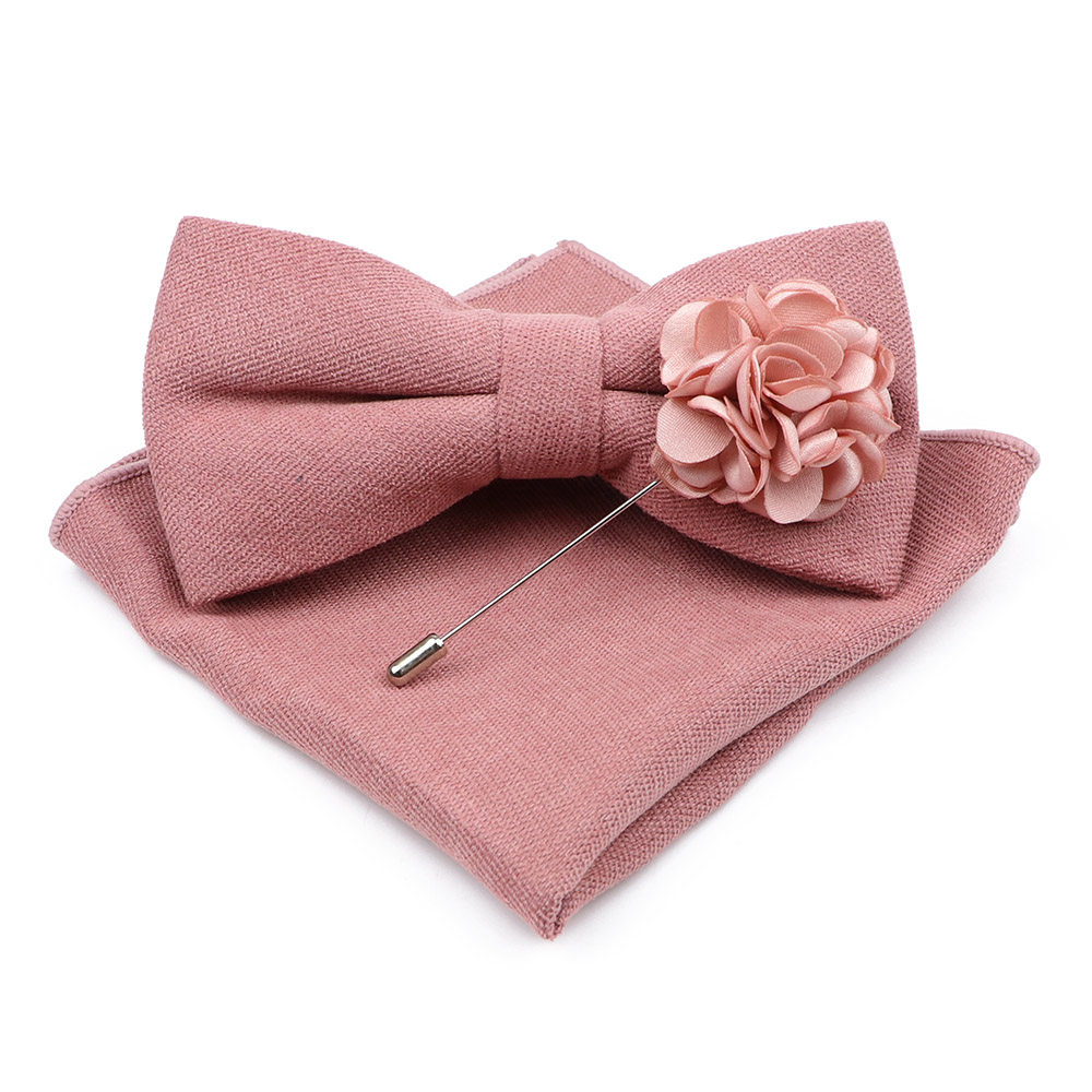 Mens Solid Color Cotton Bowtie - Handkerchief Cotton Men review and price
