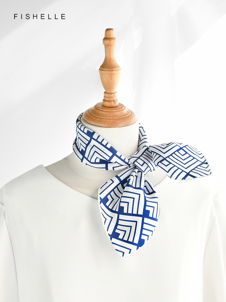Geometric printed real silk tw - Ascot Neck Scarf review and price