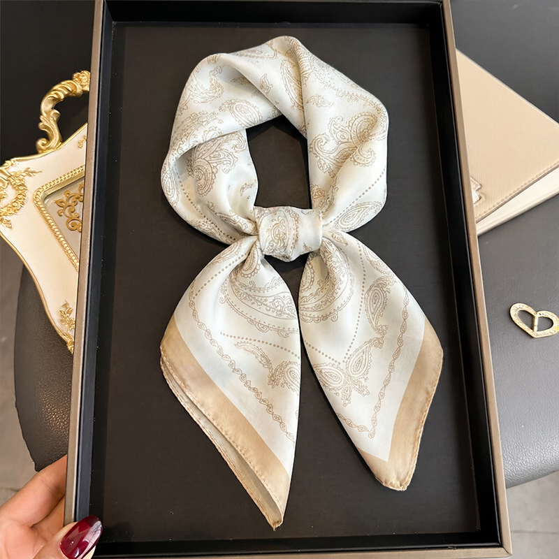 Vintage Beige Paisley Print Sq - Silk Neck Scarf review and price