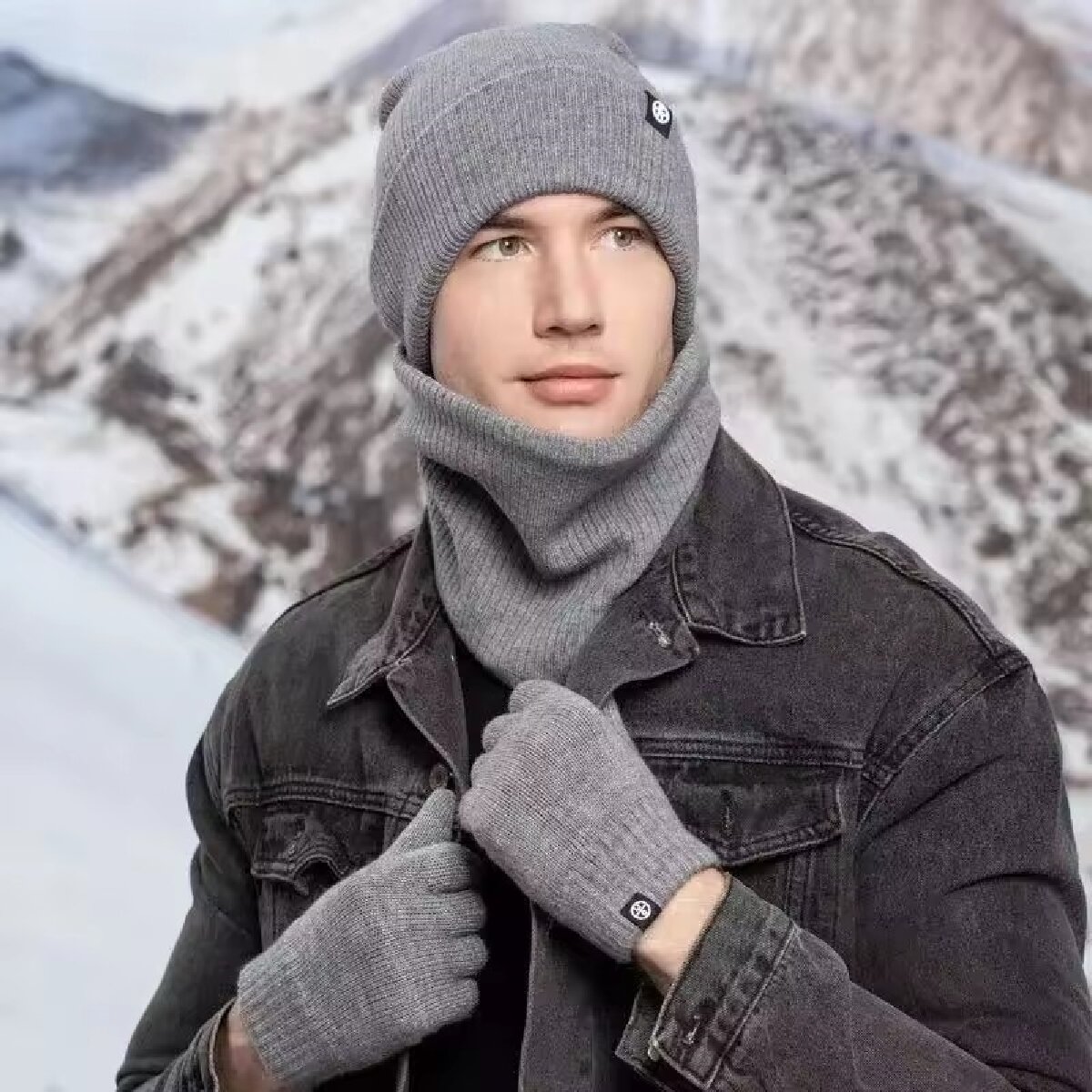 3pcs Winter Beanie Hat Gloves  - Muffler Men Wool review and price