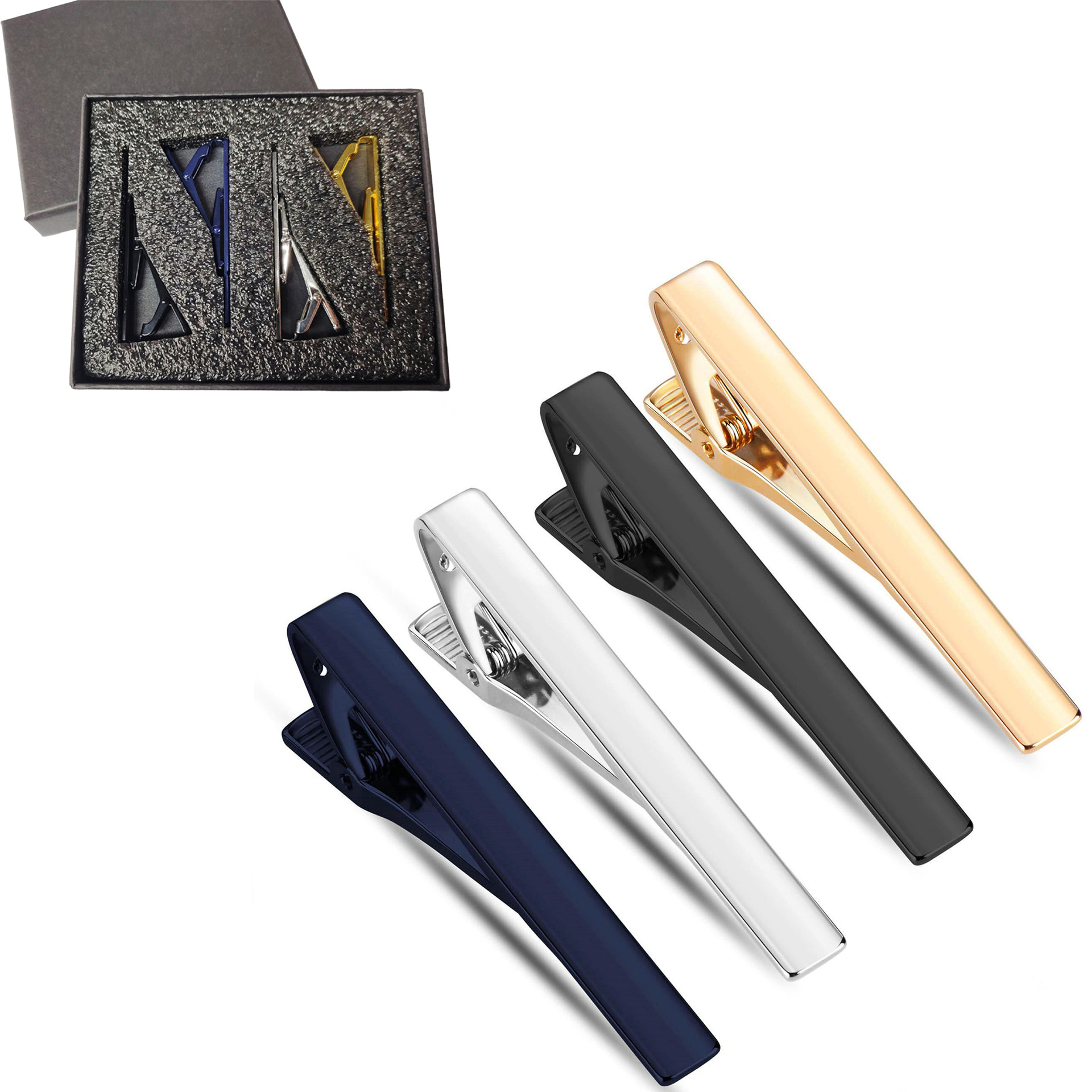 Metal Necktie Tie Clips 1/4/6  - Tie Bar Set Gift review and price